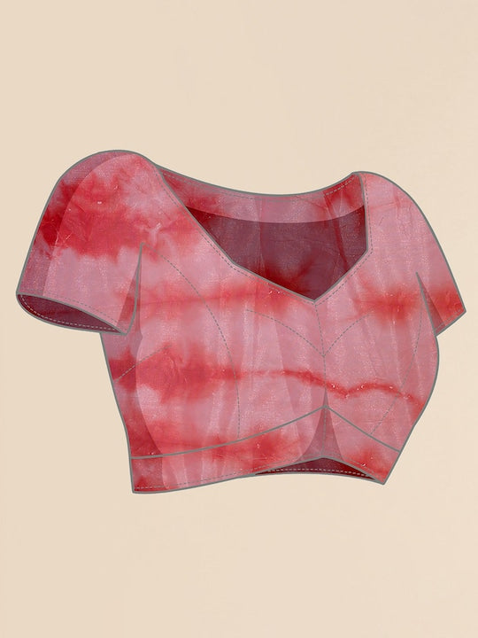 Fabmora Tie and Dye Dyed Zari Organza Saree