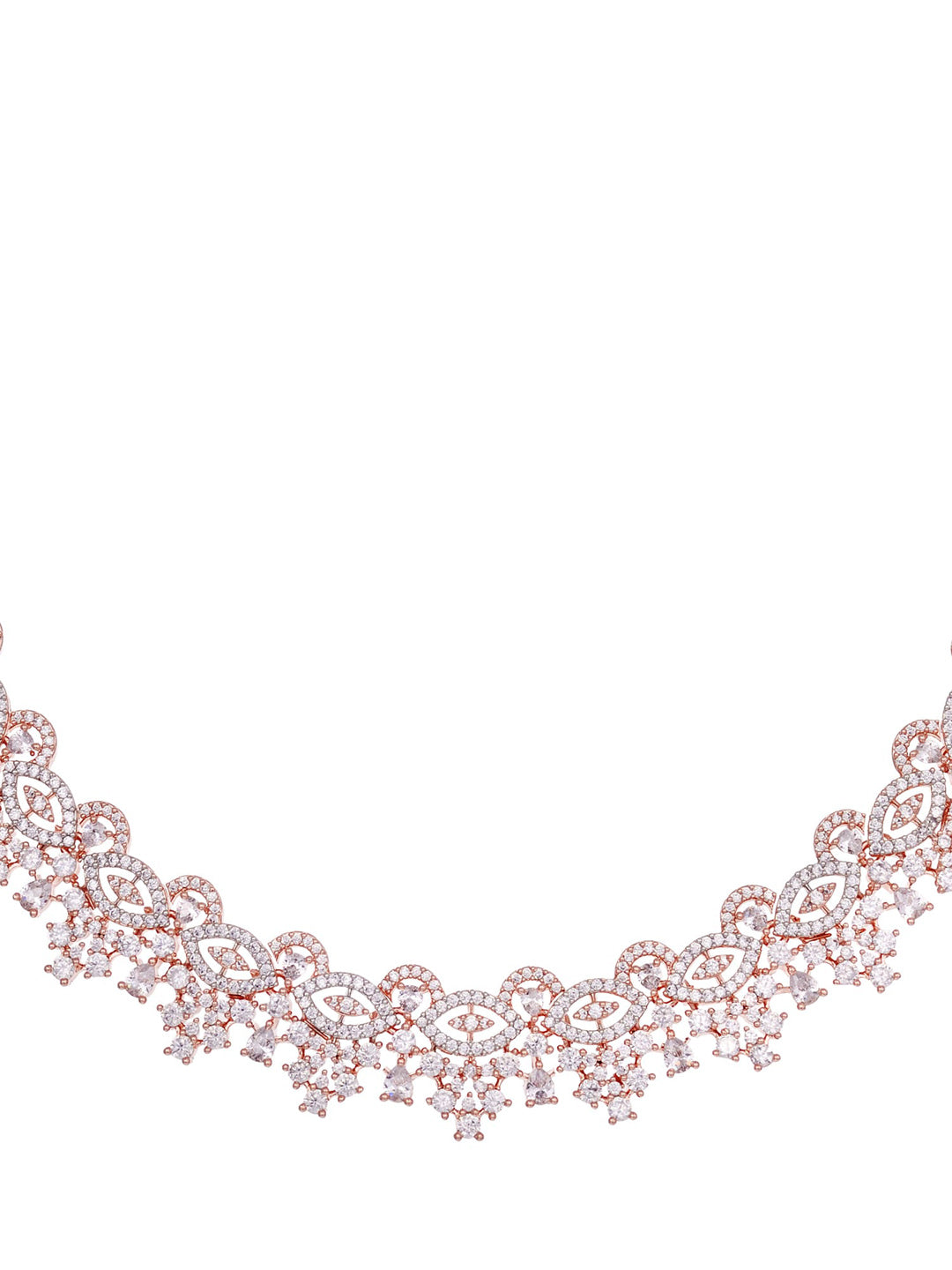 Saraf RS Jewellery Rose Gold-Polished & White AD & CZ-Studded Contemporary Jewellery Set
