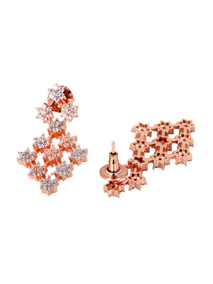 Saraf RS Jewellery White Rose Gold-Polished AD Studded Necklace Jewellery Set