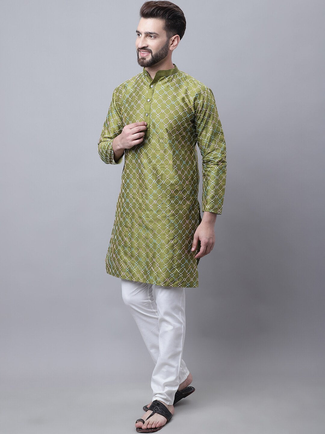 Sojanya Men Embroidered Regular Thread Work Kurta With Pyjamas & Nehru Jacket