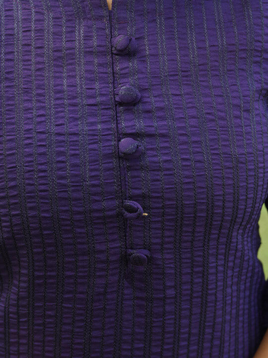 Tikhi Imli Purple Embroidered Regular Straight Kurta with Trousers & Dupatta