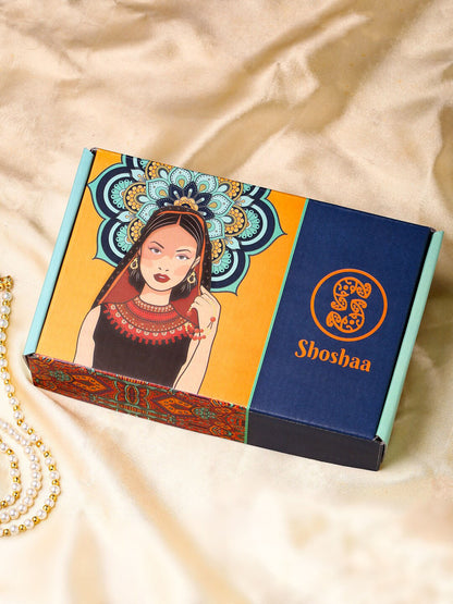 Shoshaa Maroon & Gold-Toned Contemporary Jhumkas Earrings