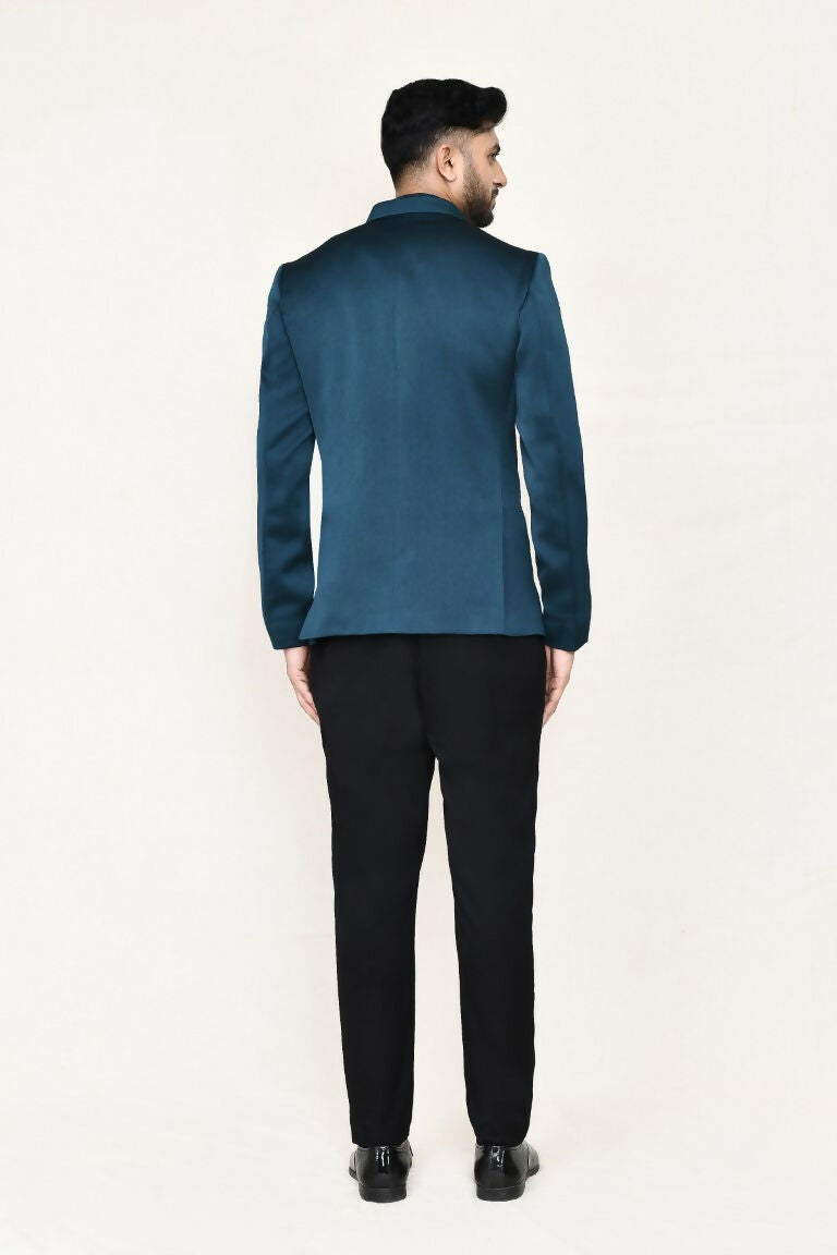 Joban Fashion Green Colored Imported Polyester Fabric Open Prince Coat, Jacket With Pant