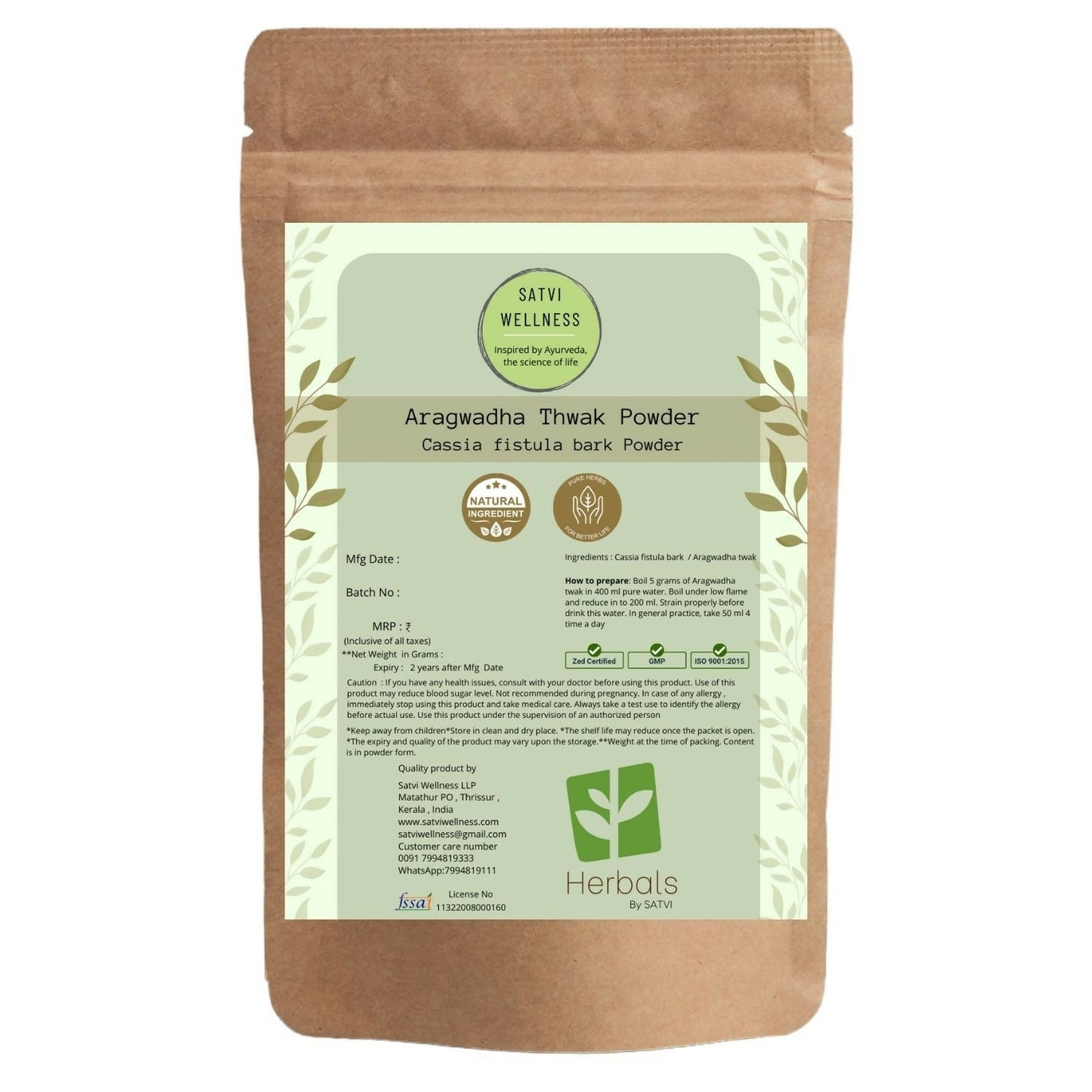 Satvi Wellness Aragwadha Bark Powder | Purging Cassia