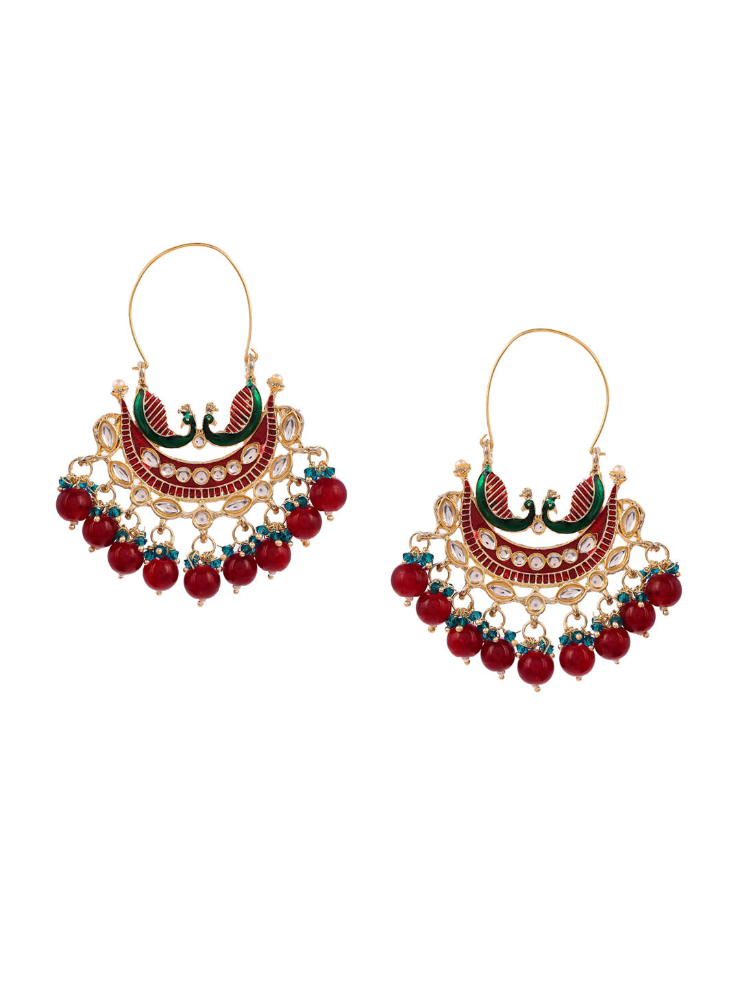 Shoshaa Women Maroon Contemporary Chandbalis Earrings