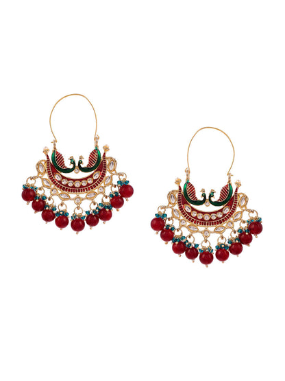 Shoshaa Women Maroon Contemporary Chandbalis Earrings