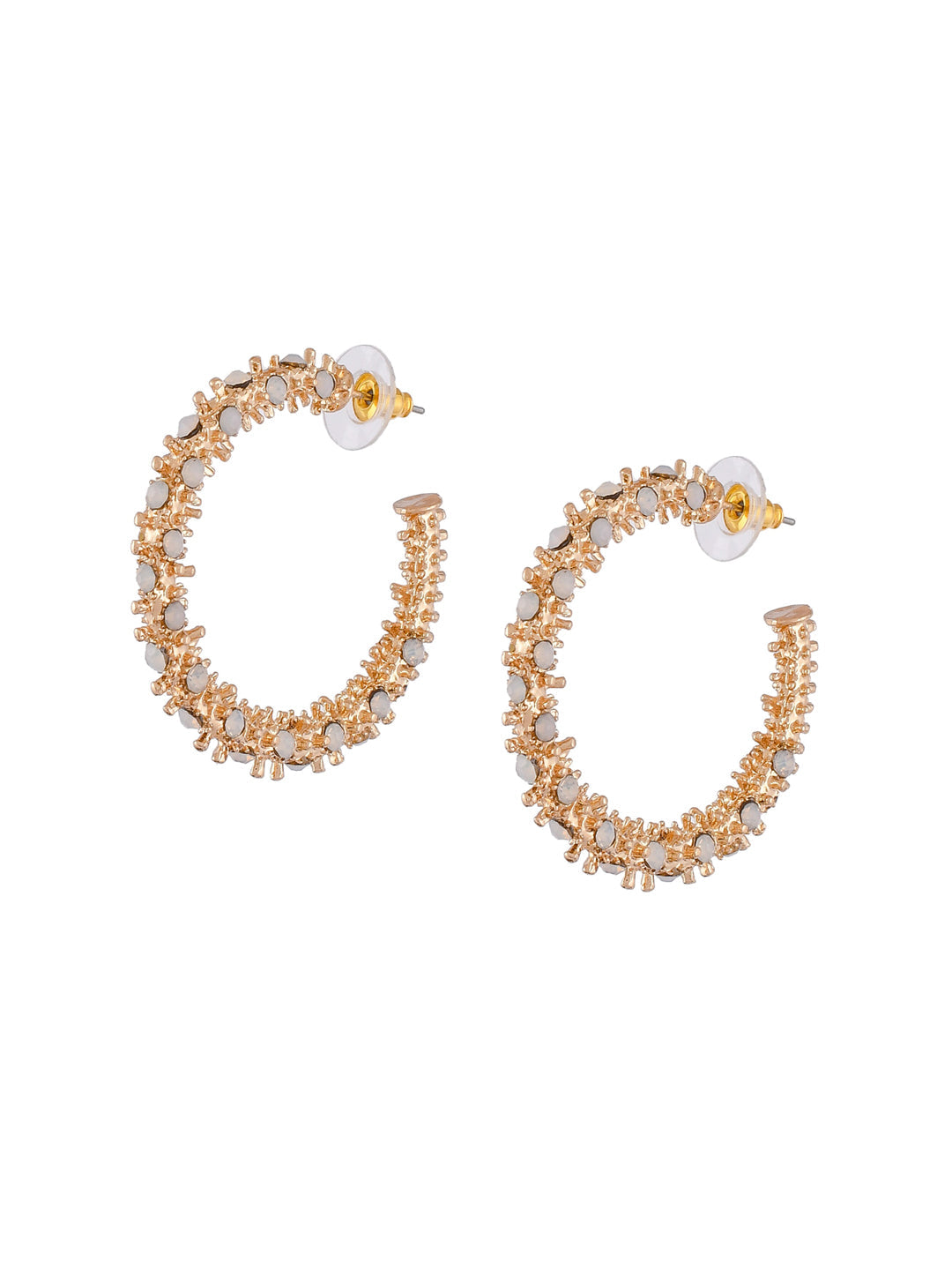Shoshaa Gold-Toned Contemporary Handcrafted Half Hoop Earrings