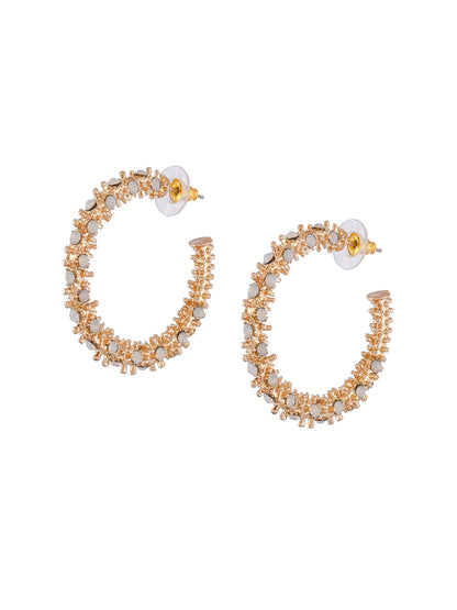 Shoshaa Gold-Toned Contemporary Handcrafted Half Hoop Earrings