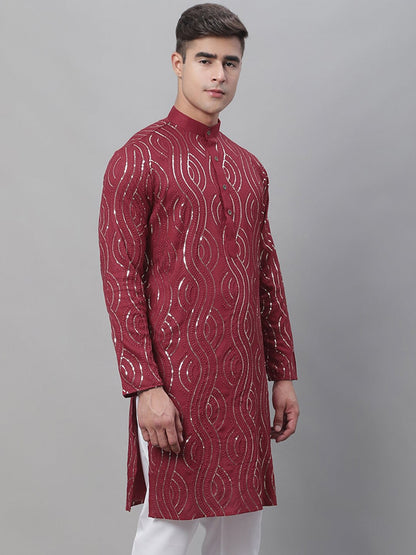Sojanya Ethnic Motifs Embroidered Sequinned Pure Cotton Kurta