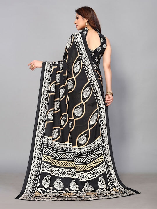 Fabmora Floral Pure Crepe Saree
