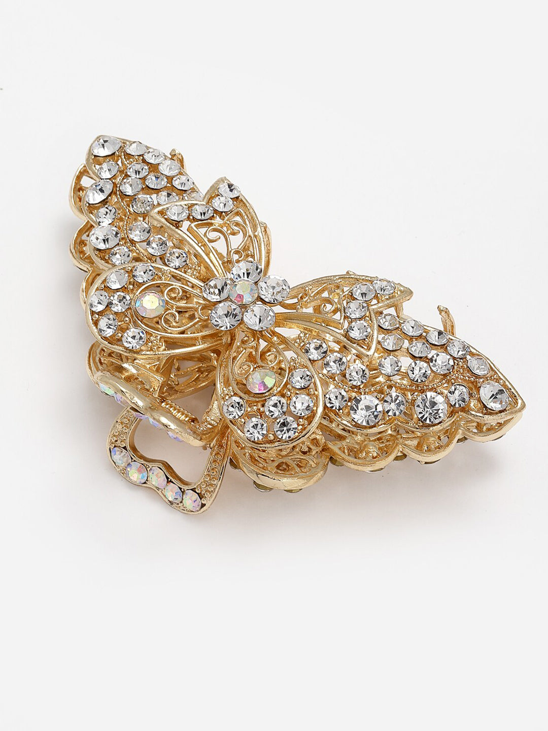 Panash Women Gold-Toned & White Embellished Claw Clip