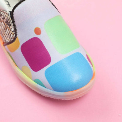 Tiny Bugs Unisex Colorblock Slip Ons Sneakers - Whithe