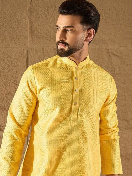 Anouk Men Embroidered Kurta Yellow