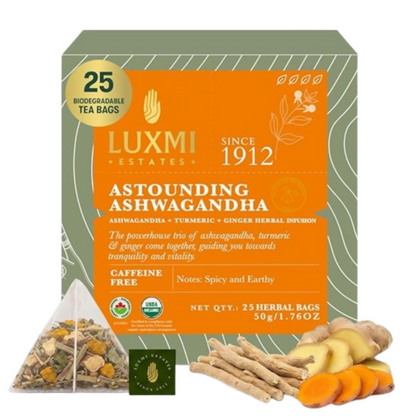 Luxmi Estates Astounding Ashwagandha – Certified Organic Herbal Infusion