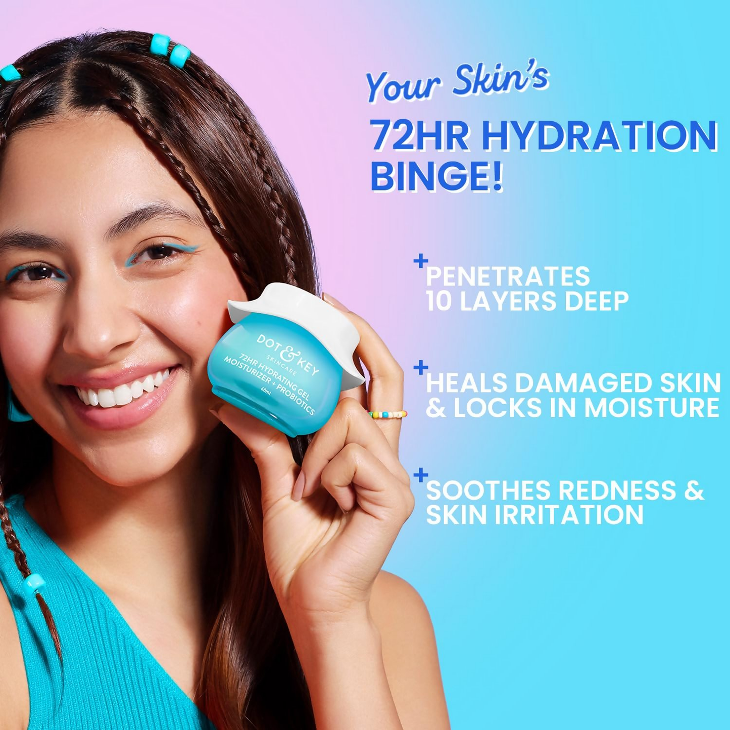 Dot & Key 72Hr Hydrating Gel + Probiotics Moisturizer For Face