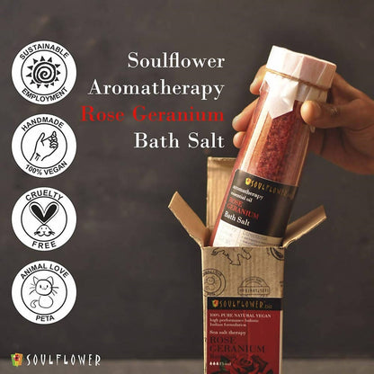 Soulflower Aromatherapy Essential Oil Rose Geranium Bath Salt