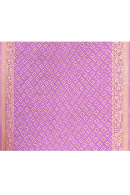 Joban Fashion Dark And Light Lilac Crepe Chiffon Pure Handloom Banarasi Silk Saree