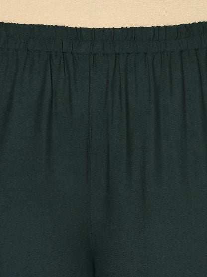 Aniyah Rayon Bottle Green Color Flared Slip-On Palazzo (AN-206K)