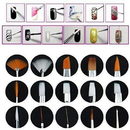 Bronson Professional Nail Art Kit Brush Set Acrylic Uv Polish Brushes Tool Kit