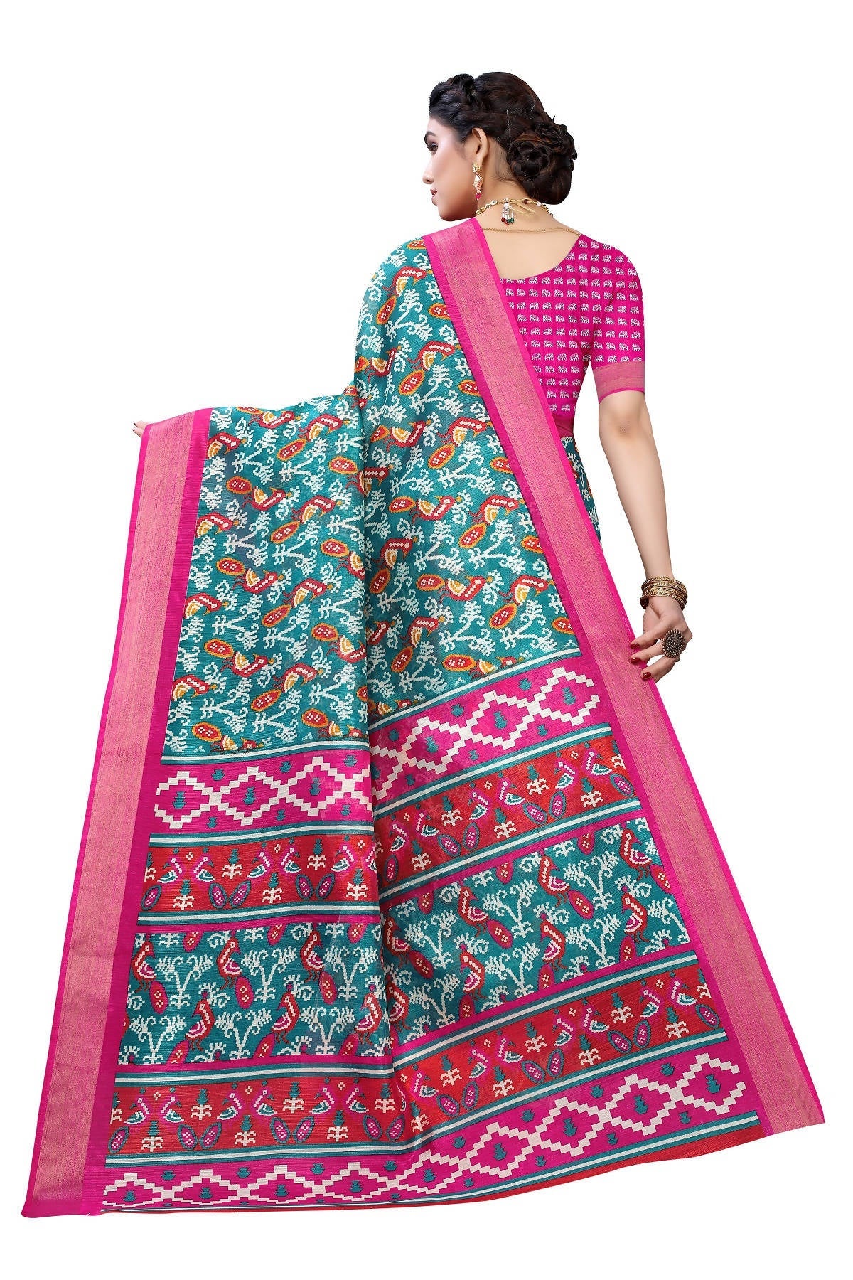 Vamika Rama Green Linen Jari Border Saree (JANKI RAMA)