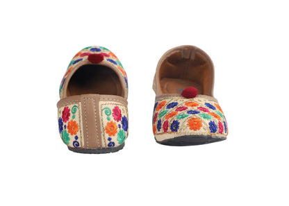 Tiny Bugs Girls Ethnic Floral Embroidered Juttis - Multi