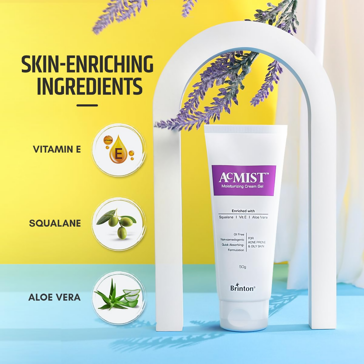 Brinton AcMist Moisturizing Cream Gel With Vitamin E & Aloe Vera, For All Skin Types
