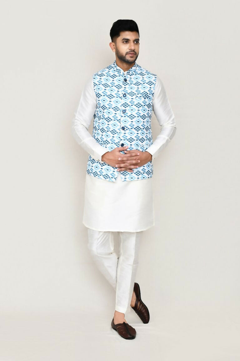Joban Fashion White Colored Cotton Based Printed Work Men's Jacket