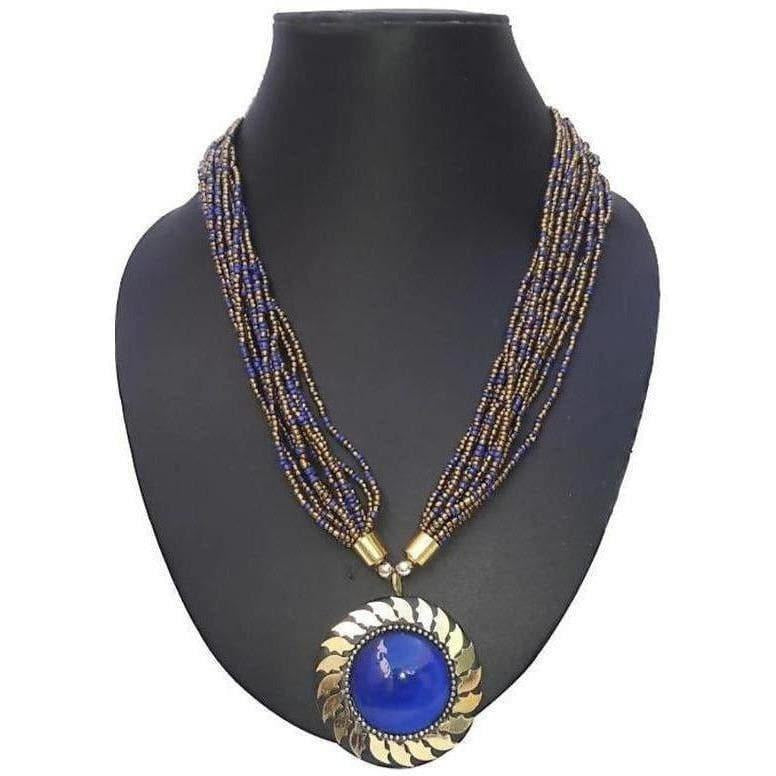 MS Fashion India Latest Traditional Blue Color Beads Necklace For Women