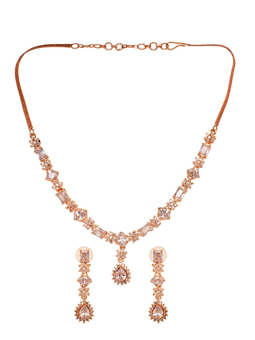 Saraf RS Jewellery Rose Gold-Polished AD Studded Designer Jewellery Set