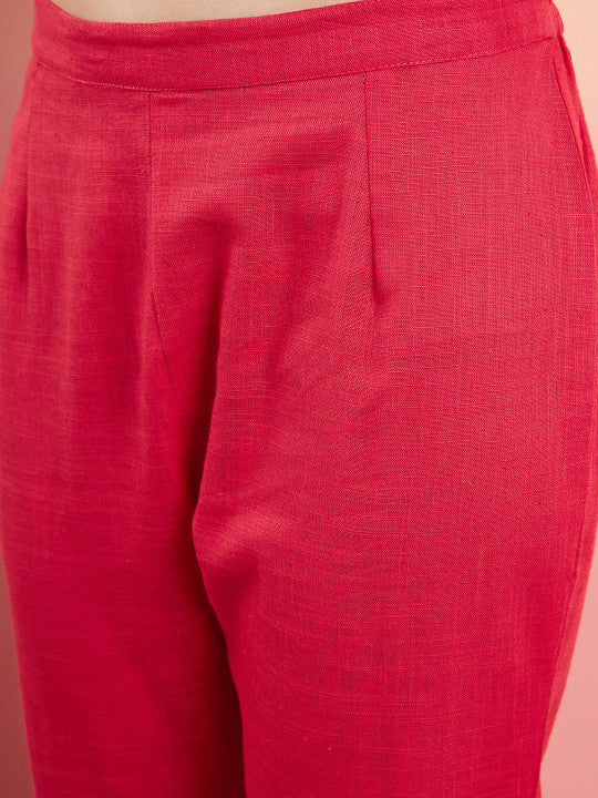 Sangria Pure Cotton V-Neck Pathani Kurta With Trousers