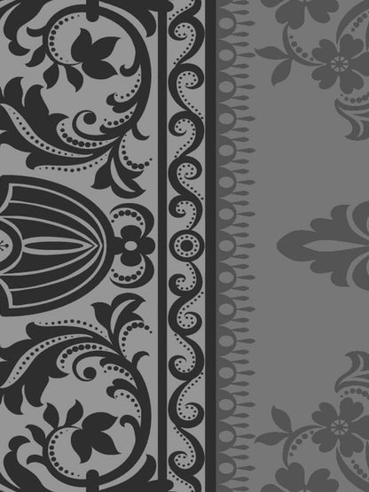 Dreamscape Grey & Black Ethnic Motifs 144 TC Bedsheet with Pillow Covers