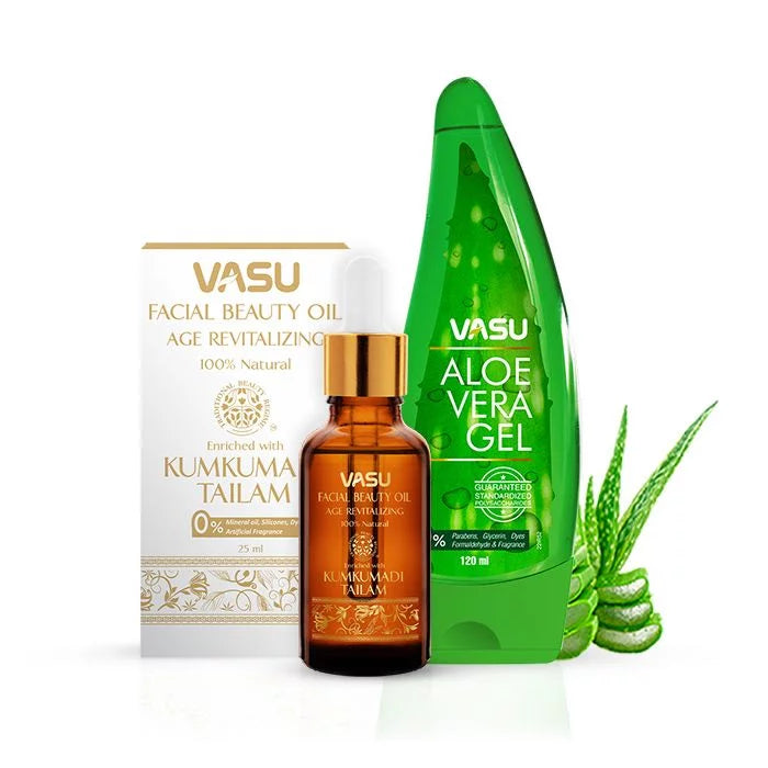 Vasu Facial Beauty Oil with Aloe Vera Gel  Enriched with Kumkumadi Tailam - 145 ml