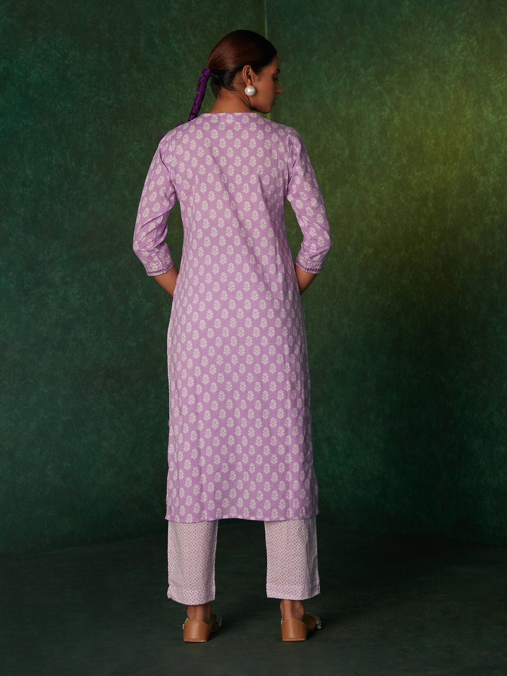 Likha Pink Kantha Mirror Work Straight Co-ord Set LIKSKD183 (Set of 2) - S