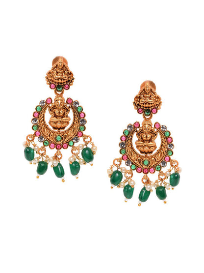 Saraf RS Jewellery Gold-Polished Stone-Studded Jewellery Set
