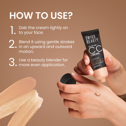 Swiss Beauty All-In-One CC Cream Cover Correct & Conceal - 04 Light Beige