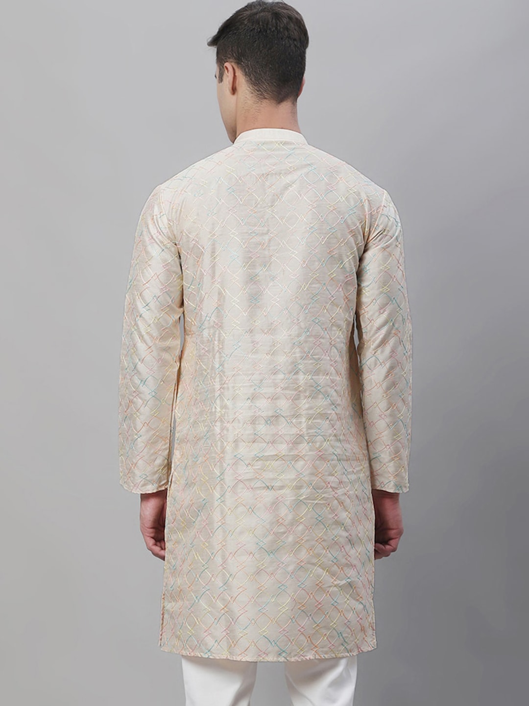 Sojanya Band Collar Embroidered Cotton Silk Kurta