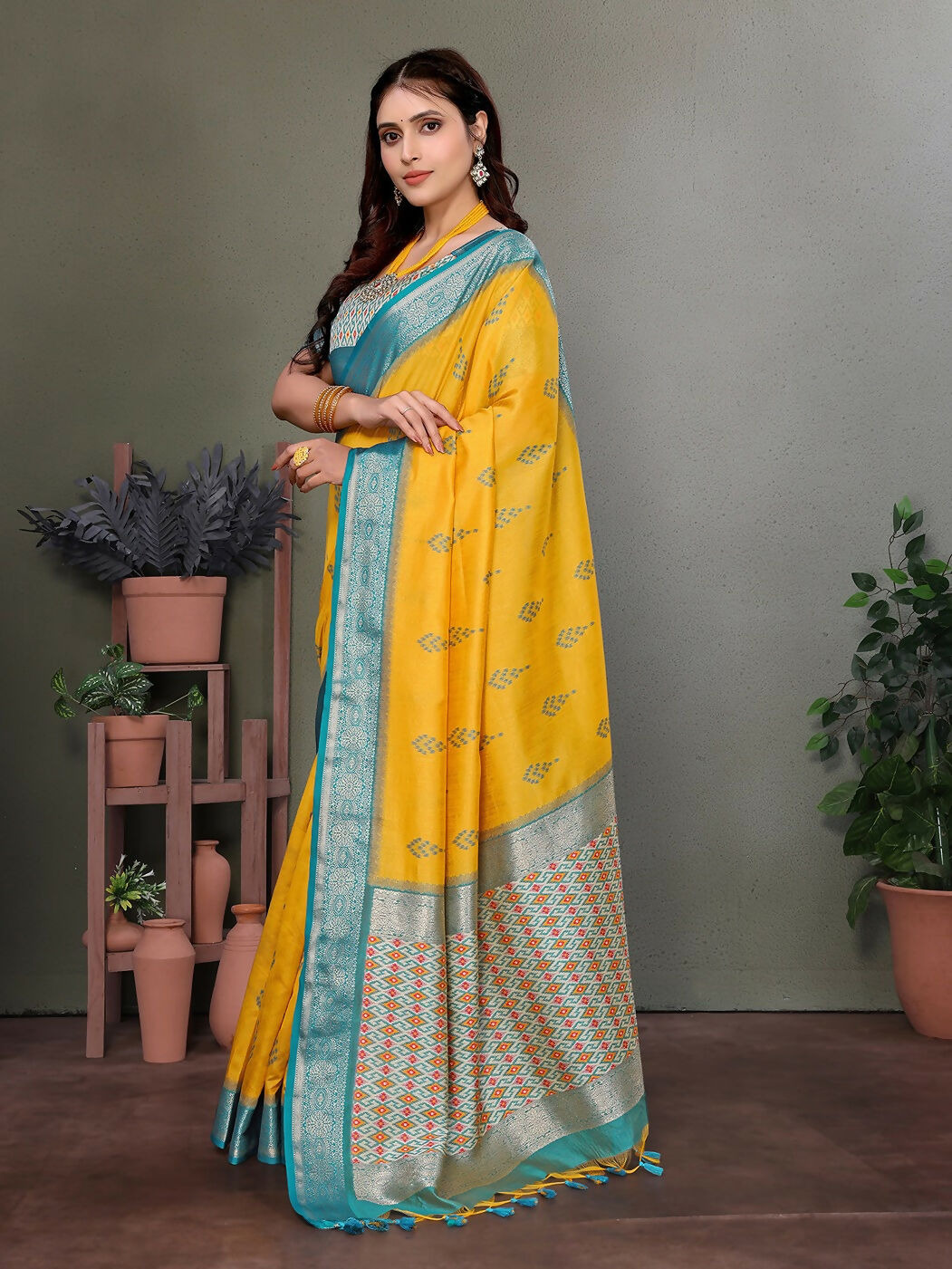 Joban Fashion Yellow Woven Design Banarasi Silk Sarees