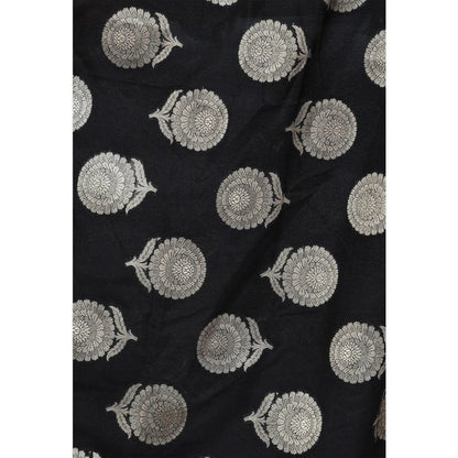 A R Silk Women's Zari Embroidery Vanarsi Silk Black Chunni