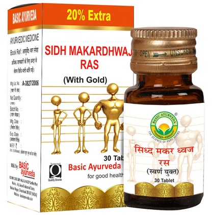 Basic Ayurveda Sidh Makardhwaj Ras with Gold