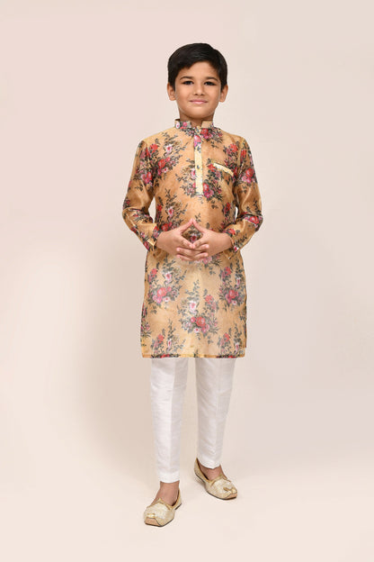 Joban Fashion Georgette Yellow Kurta With Straight Fit Pant