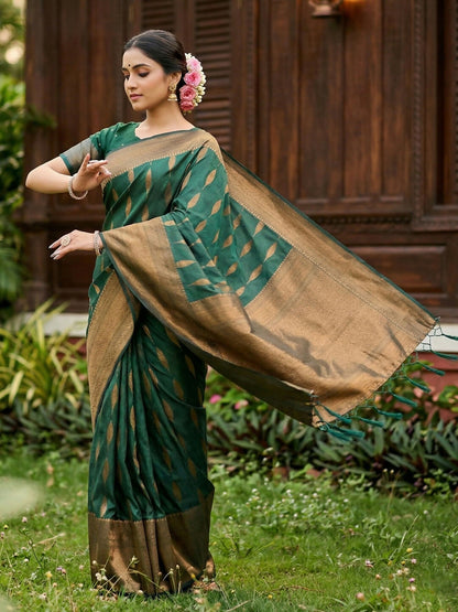 Shree Shyam Fashion Green Silk Blend Saree
