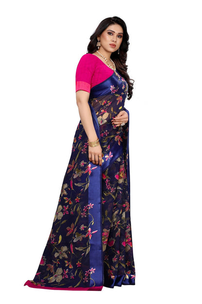 Vamika Navy Linen Satin Patta Saree (MANSI NAVY)