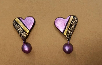 Terracotta Heart-Shape Ear Studs