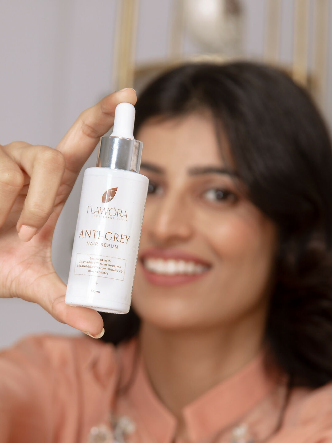 Flawora Set of Anti-Grey Hair Serum and Golden Glow Face Serum