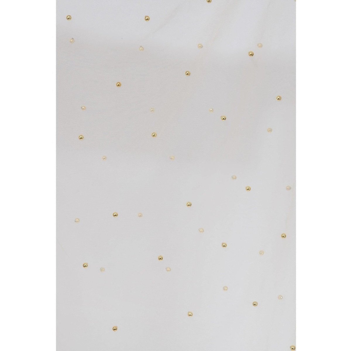 A R Silk Women's Moti Work Net Off White Dupattas and Chunnis