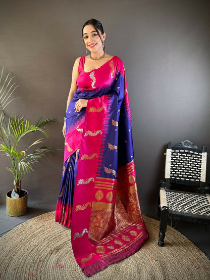 Joban Fashion Pink Peacock,Butti Banarasi Silk Sarees
