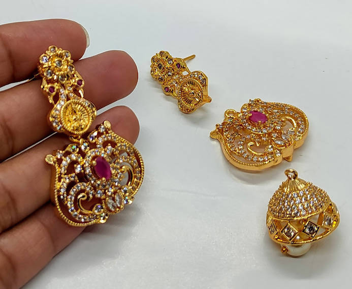 Designer Temple 4 in 1 Earrings