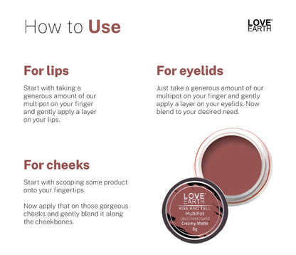 Love Earth Lip Tint & Cheek Tint Multipot-Kiss & Tell