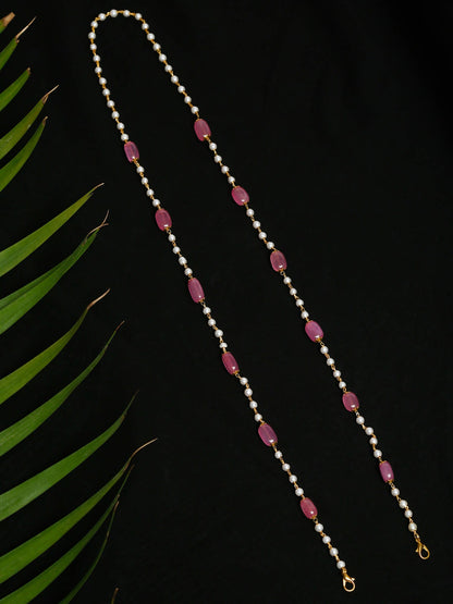 Stone And Gold-Polished Mask Chain - Ruby Raang