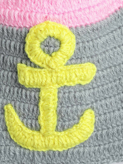Chutput Kids Woollen Hand Knitted Anchor Detailed Cap - Multi